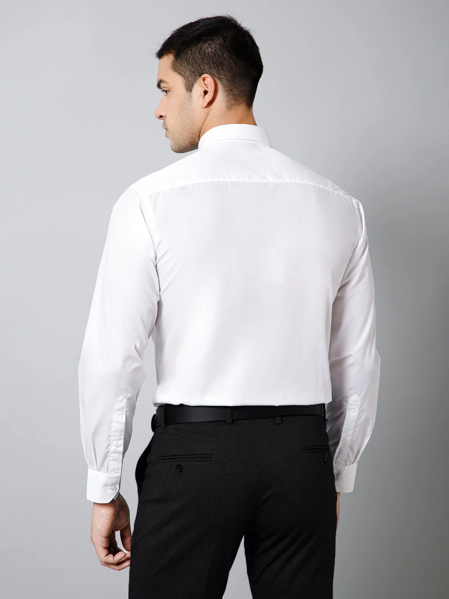 Men's White Party Plain Full Sleeve Shirt