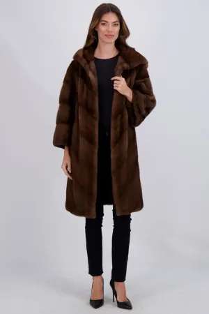 MINK COAT WITH STAND UP COLLAR