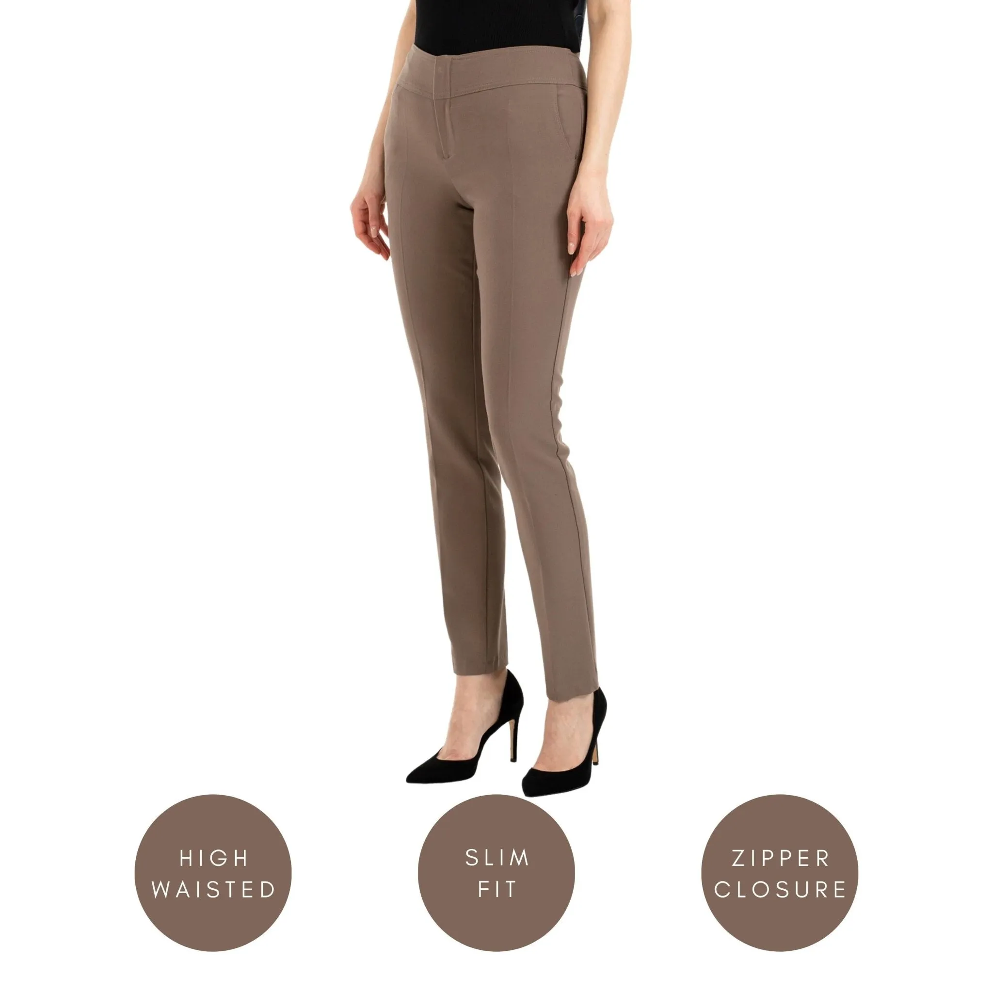 Mink Dress Pants Comfort High Waist Straight Leg Pants