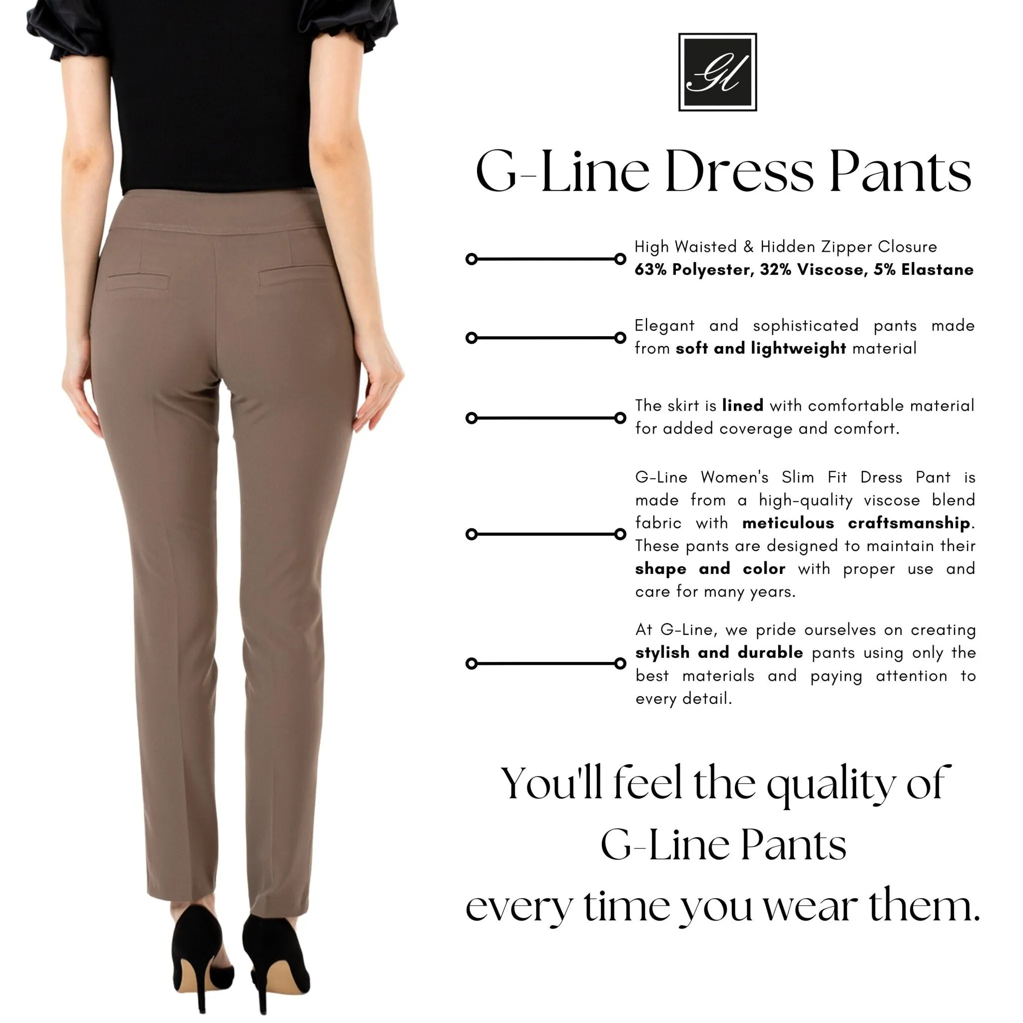 Mink Dress Pants Comfort High Waist Straight Leg Pants