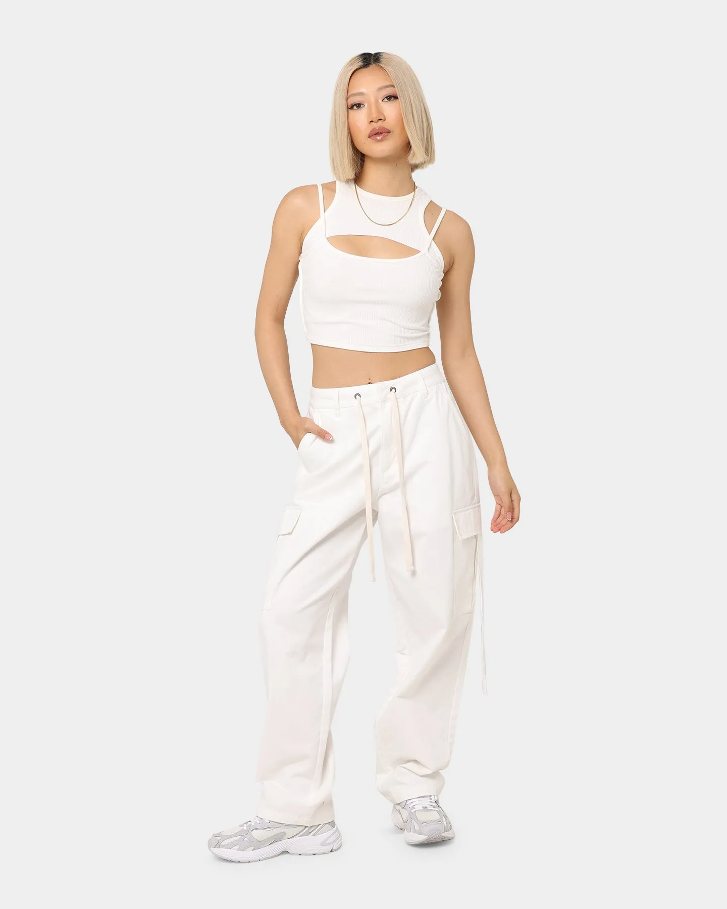 MNML Women's Baggy Cargo Pants Off White