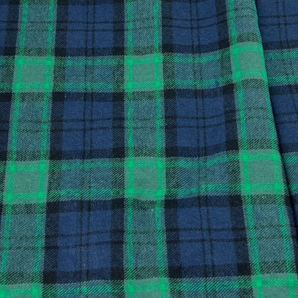 Navy & Green 1" Plaid Flannel Shirting | SKU 3921 #S117