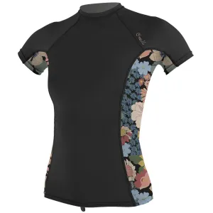 O'Neill Womens Side Print S/S Rash Guard - Black/Demifloral