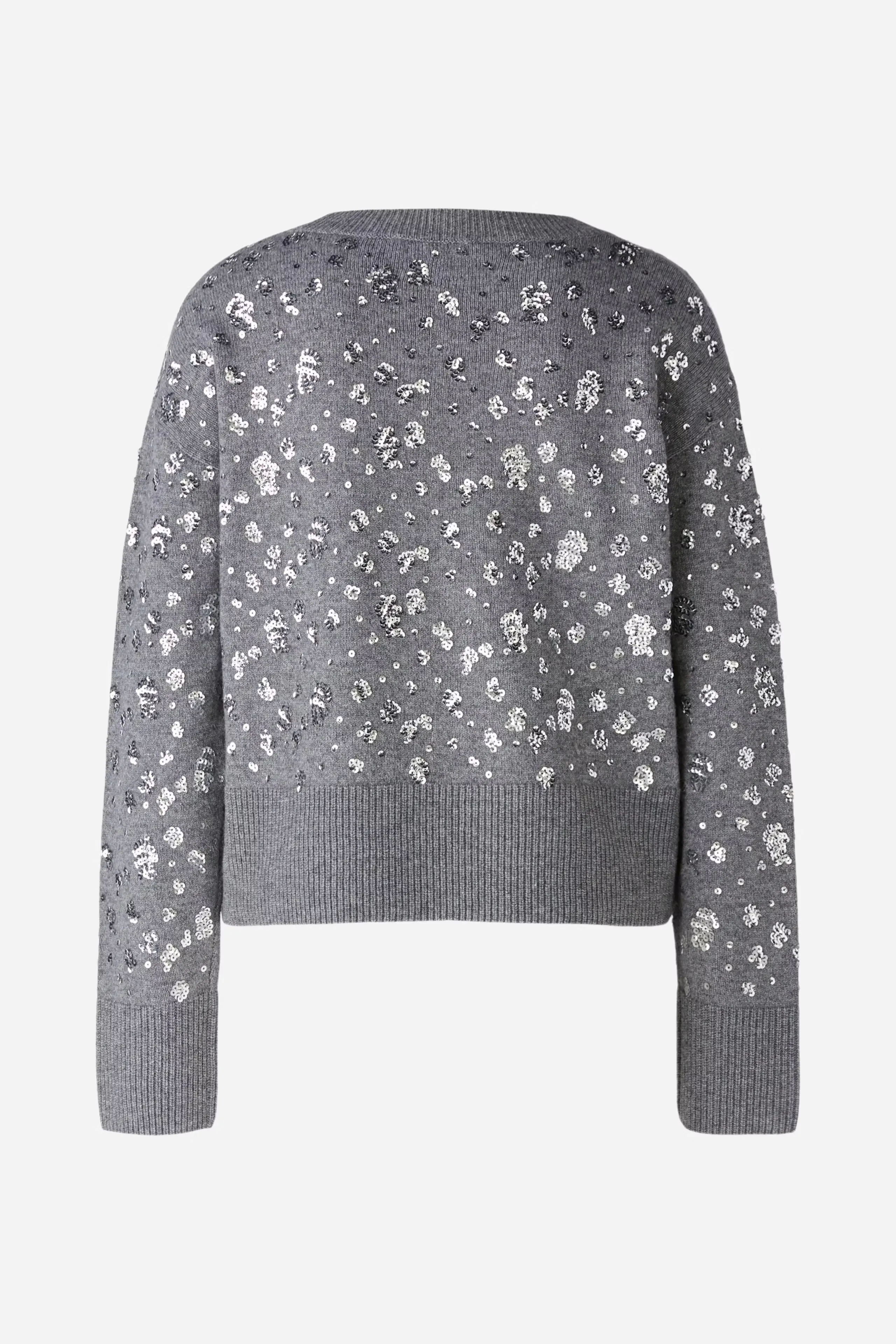 Oui Shiny Sequined Knit Sweater Grey