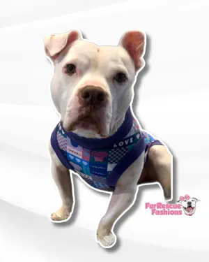 Peace, Love, Rescue (Purple) - Dog Pajama with Purple Trim/Sleeves