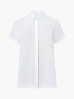 Pleat Back Button Through Short Sleeve Shirt