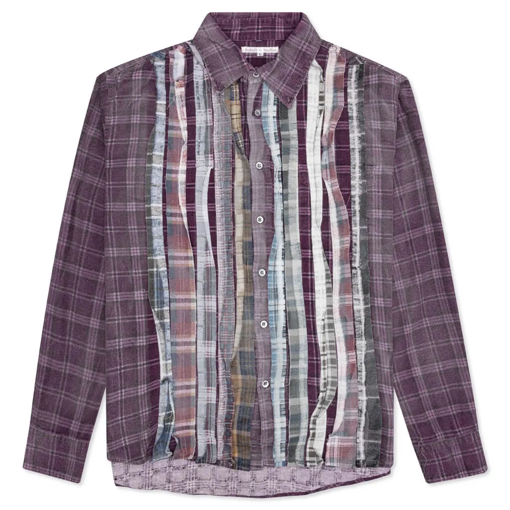 Rebuild Flannel Ribbon Shirt / Reflection - Purple Plaid