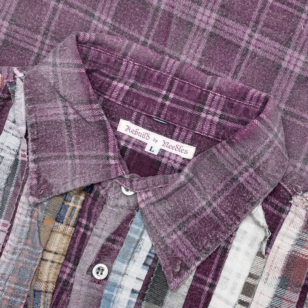 Rebuild Flannel Ribbon Shirt / Reflection - Purple Plaid