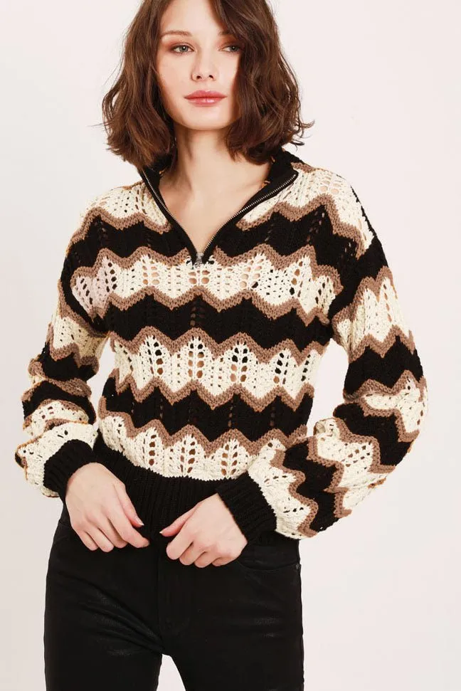 Riley Zigzag Lace Zip