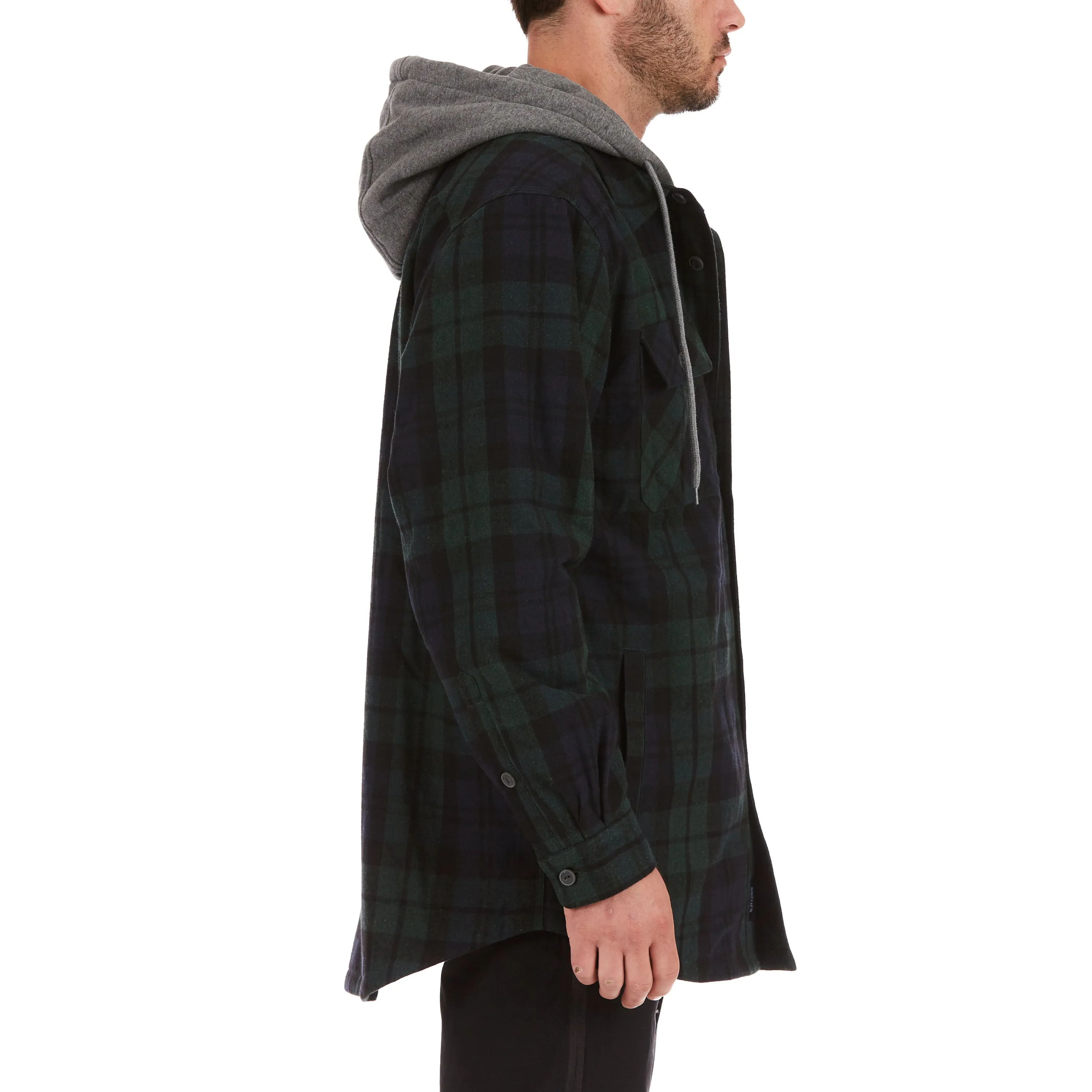 SHERPA-LINED HOODED FLANNEL SHIRT-JACKET