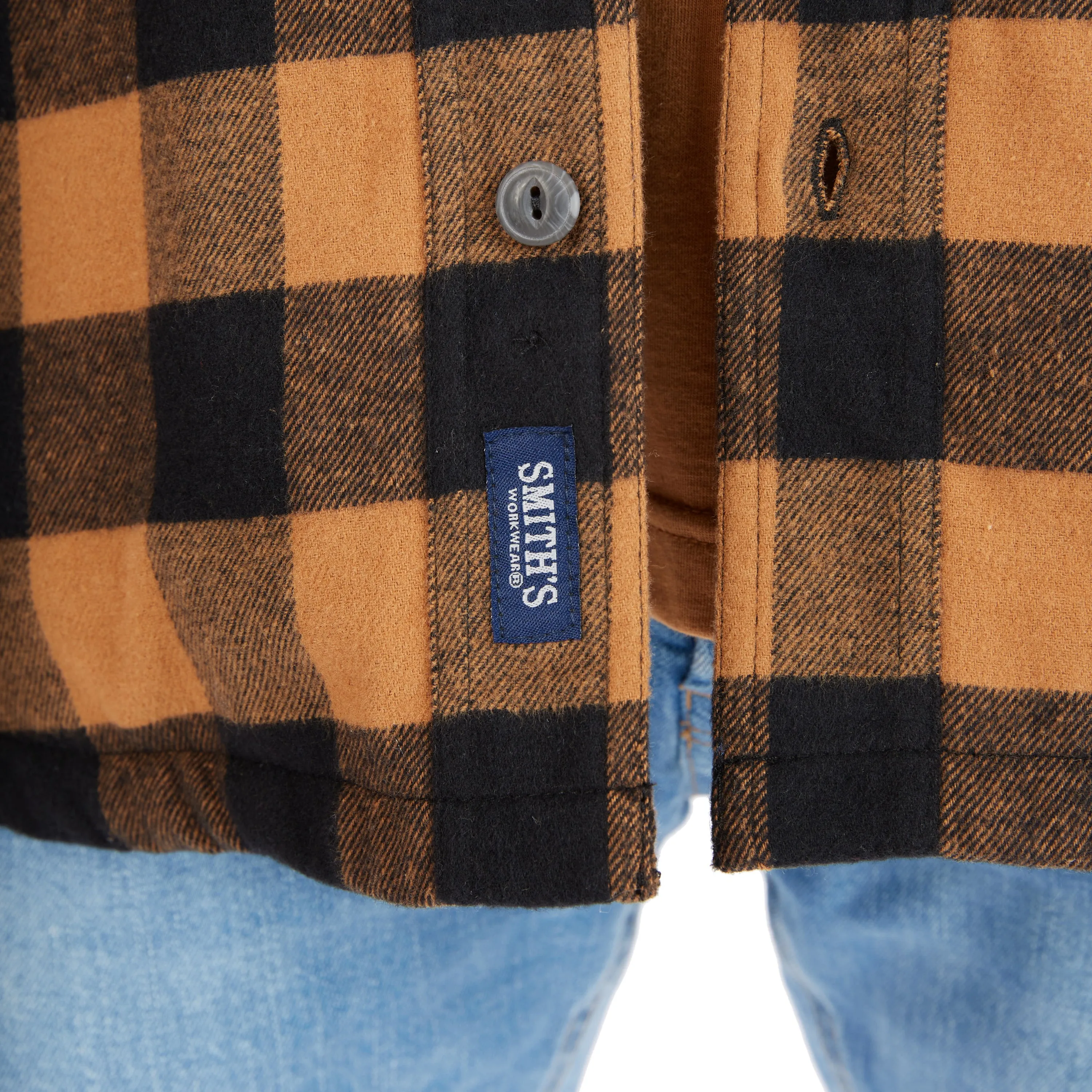 SHERPA-LINED HOODED FLANNEL SHIRT-JACKET