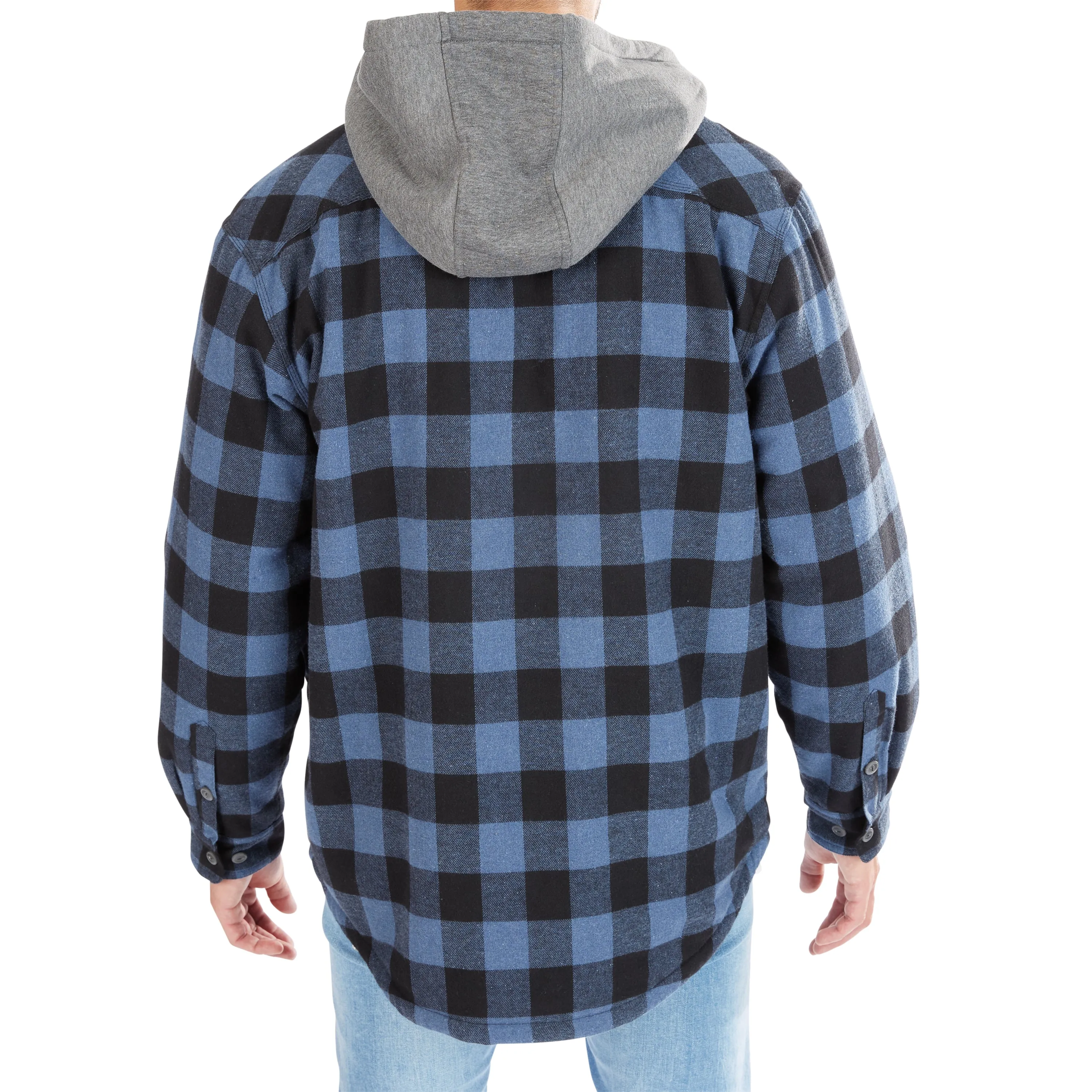 SHERPA-LINED HOODED FLANNEL SHIRT-JACKET