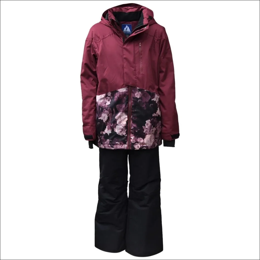 Snow Country Outerwear Girls Big Youth 2 Pc Winter Snow Suit Ski Jacket and Pants Set Peony S-L