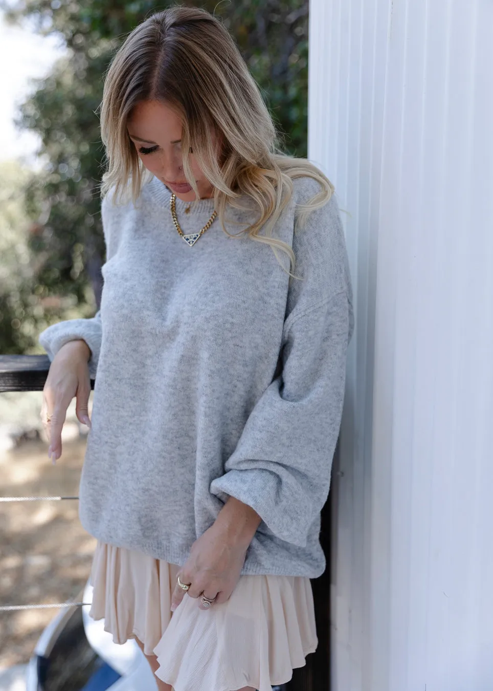 Soft Girl Era Oversized Sweater in Silver Gray