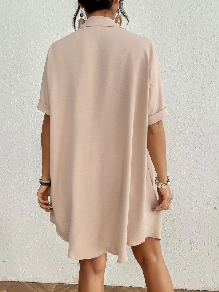 Solid Color White Button Up Cover Up Shirt