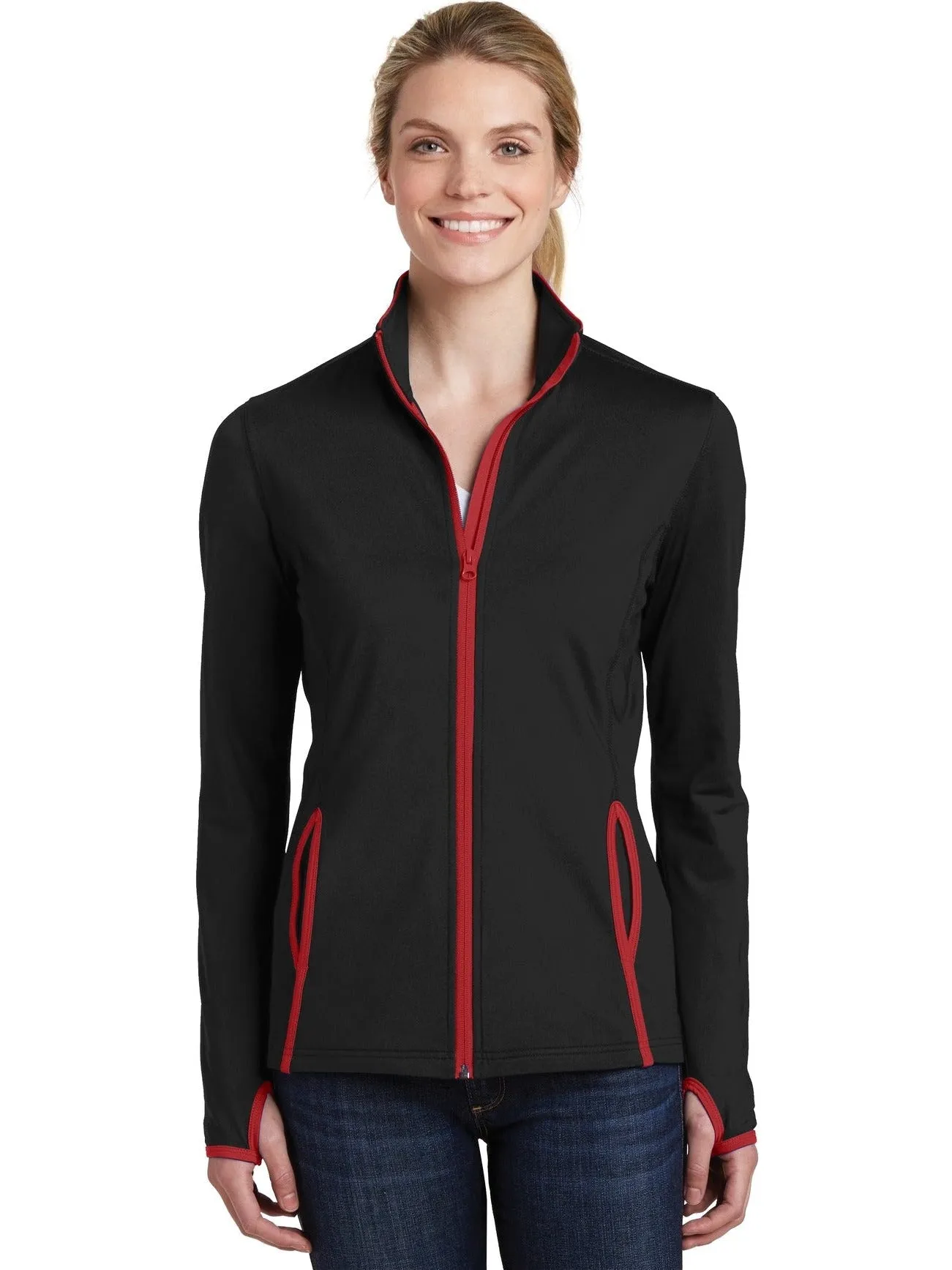 Sport-Tek Ladies Sport-Wick Stretch Contrast Full-Zip Jacket