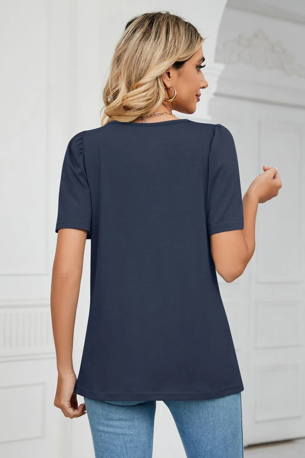 Square Neck Puff Sleeve T-Shirt