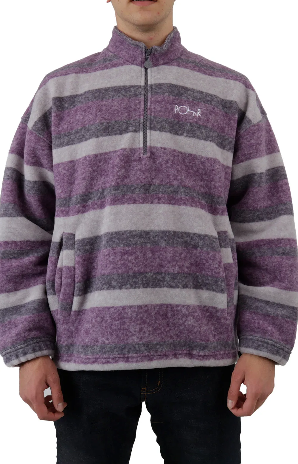 Stripe Fleece Pullover - Light Purple