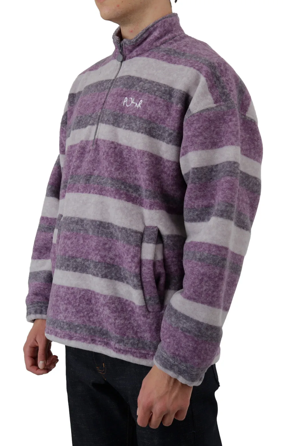 Stripe Fleece Pullover - Light Purple