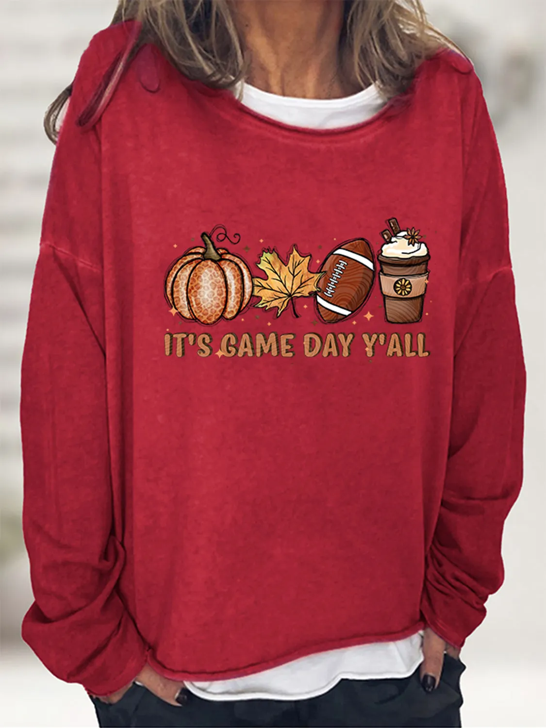 TastyHottie - Full Size IT'S GAME DAY Y'ALL Graphic Sweatshirt