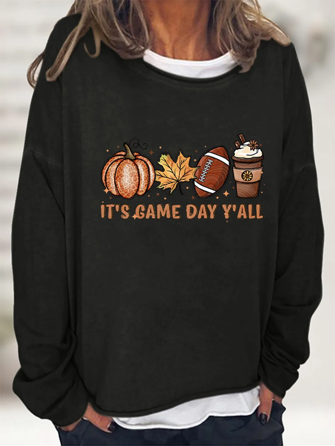 TastyHottie - Full Size IT'S GAME DAY Y'ALL Graphic Sweatshirt