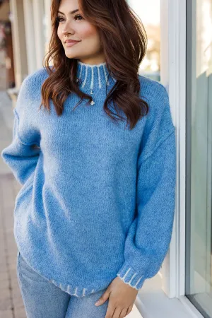 The Bundle Up Buttercup Blue Sweater