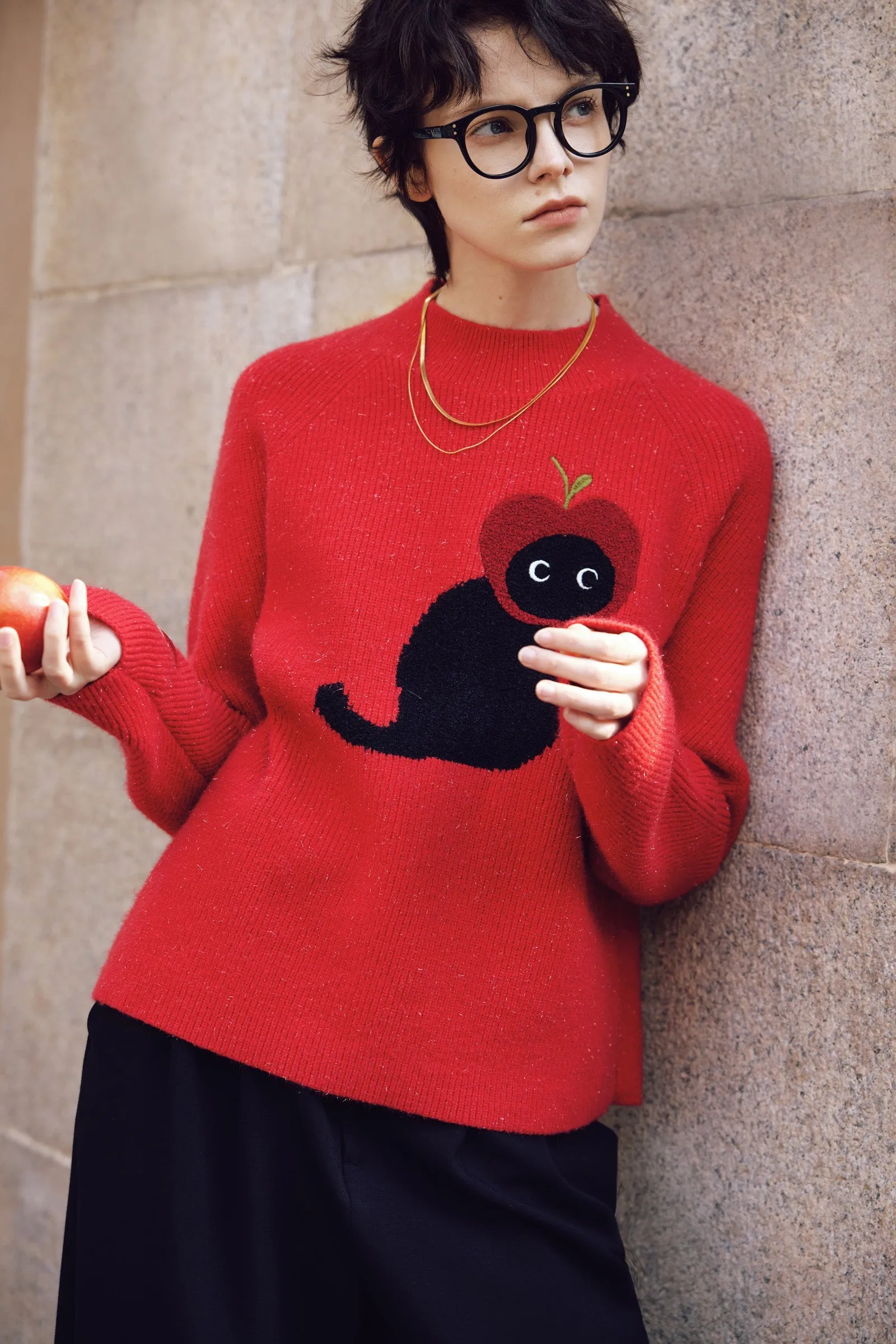 The LILY Cozy Cat Glitter Crewneck Sweater