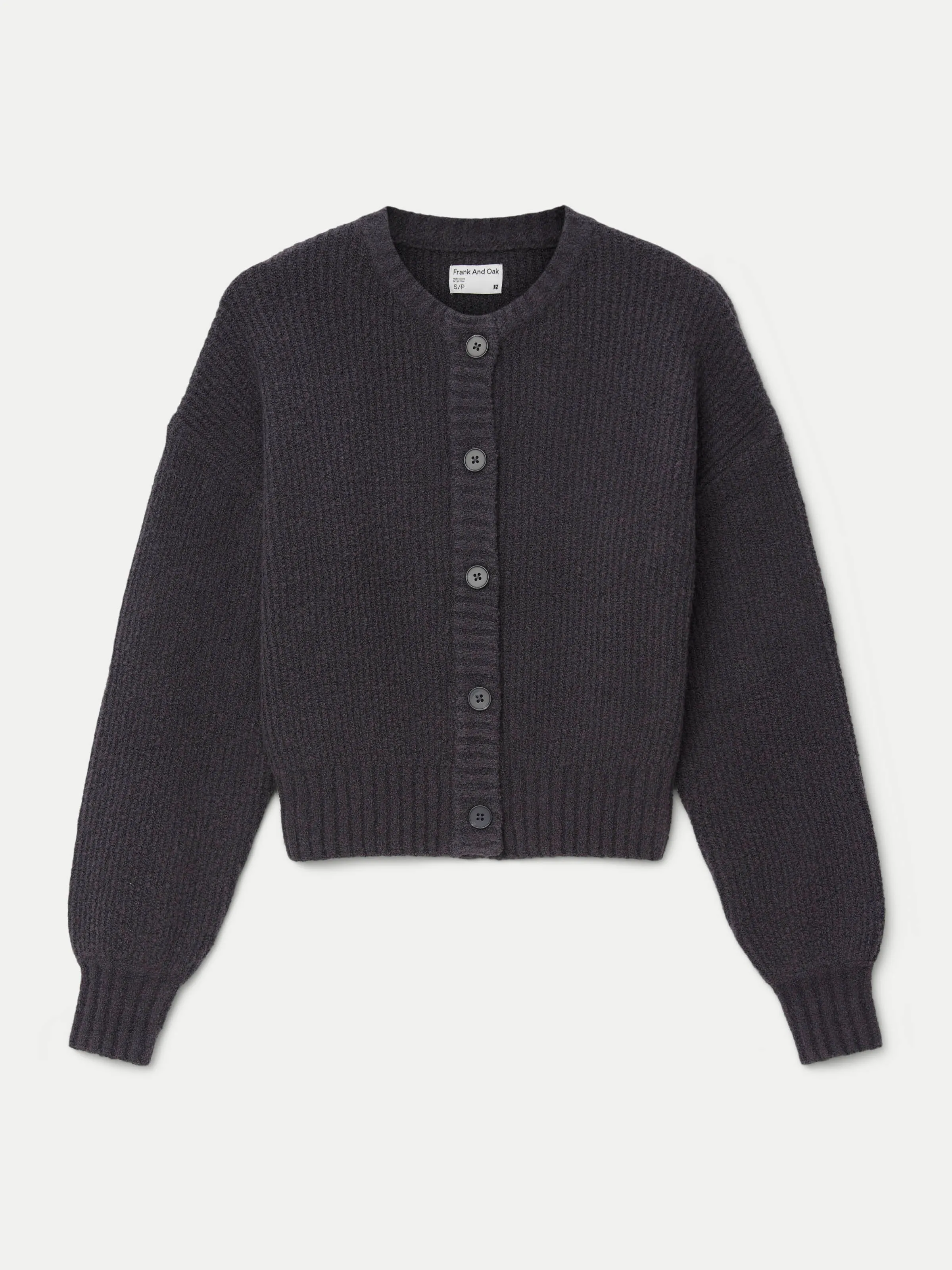 The Seawool® Crewneck Cardigan in Dark Grey