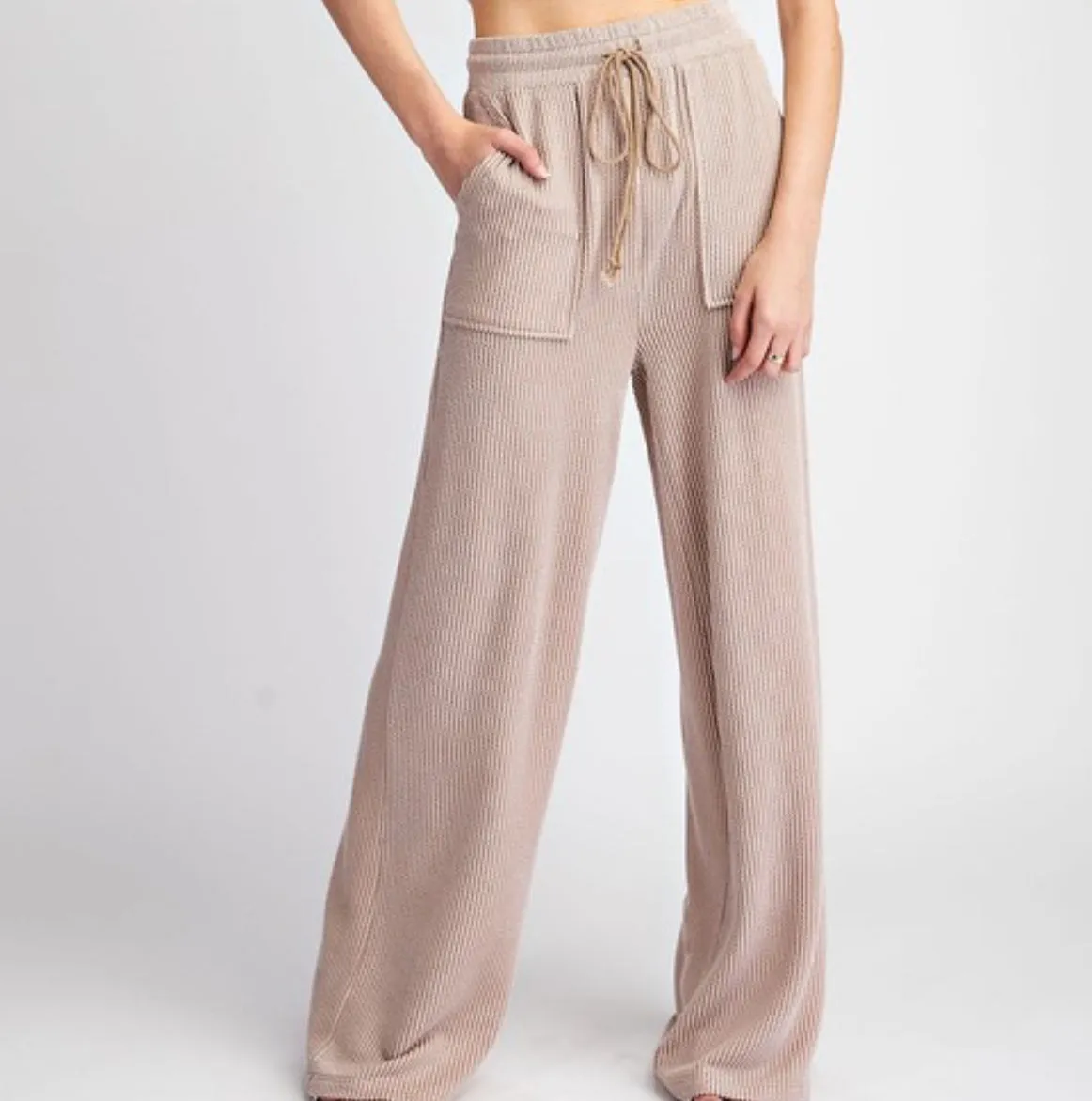 The Textured Drawstring Straight Leg Pants