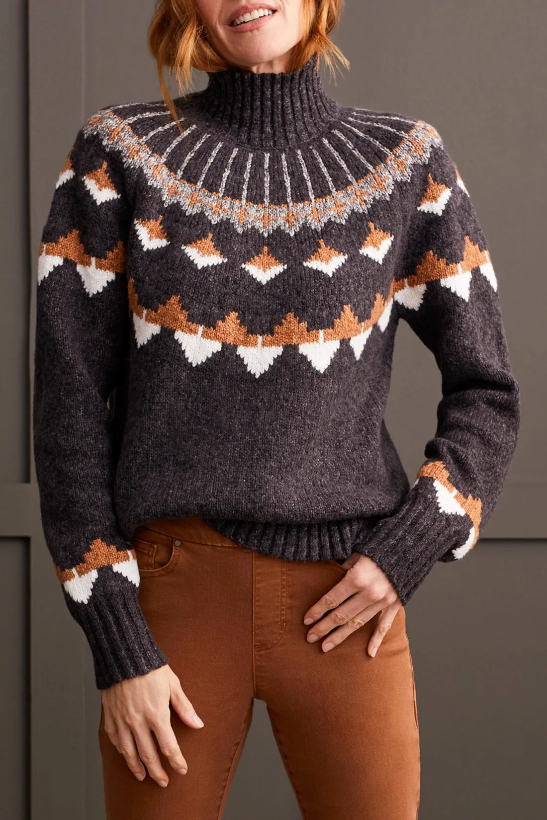 Tribal | Mock Neck Intarsia Sweater | Women's