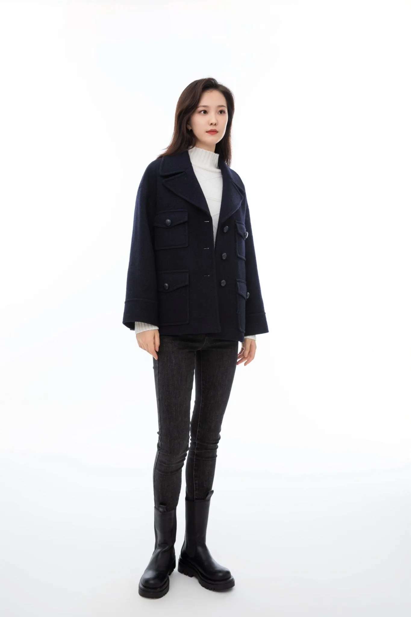 Twilight Blue Short Wool Coat