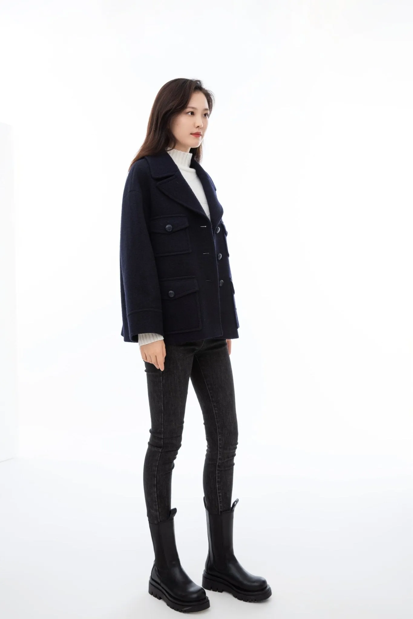 Twilight Blue Short Wool Coat