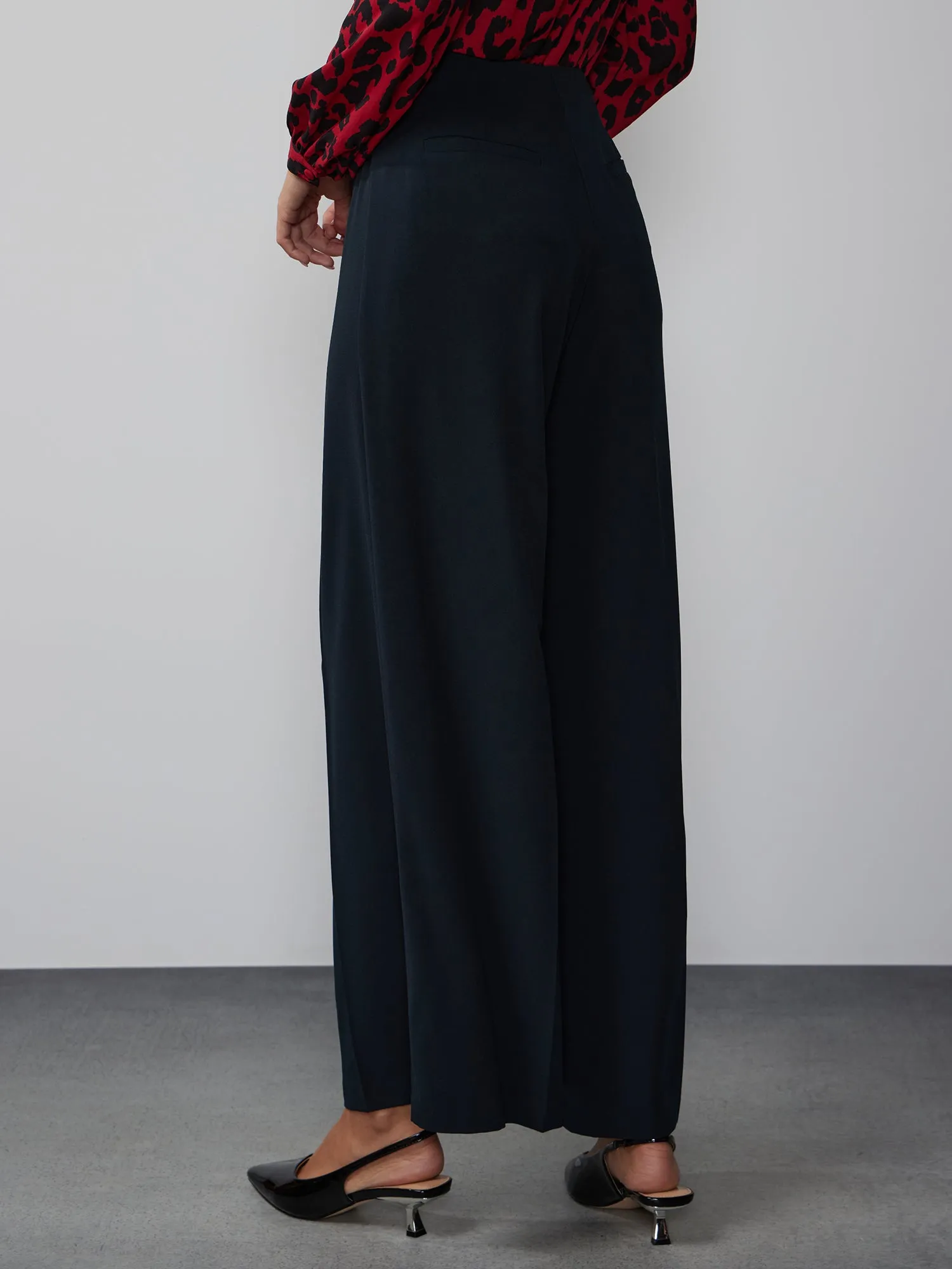 Twill Wide Leg Sash Belt Pants