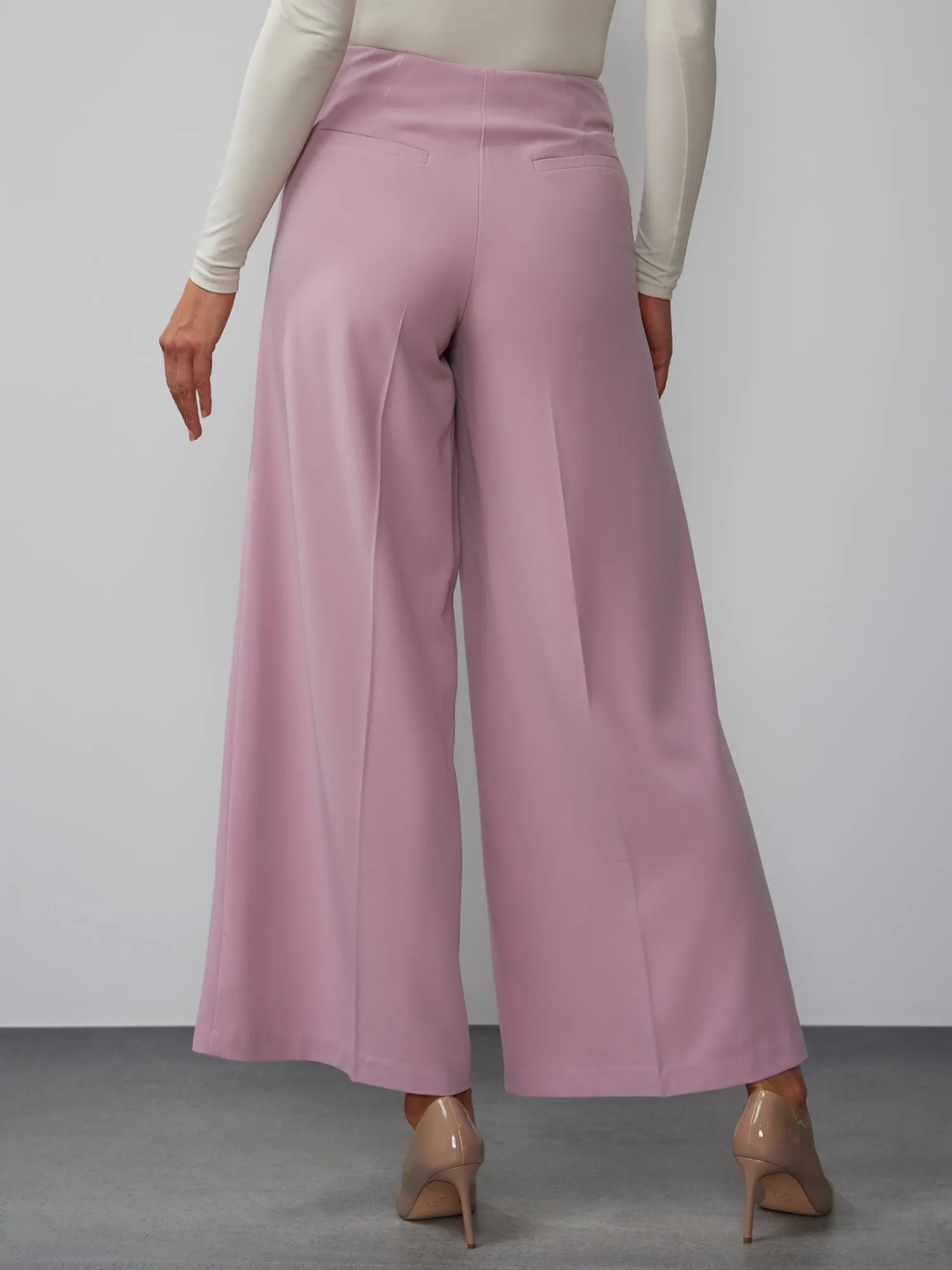 Twill Wide Leg Sash Belt Pants