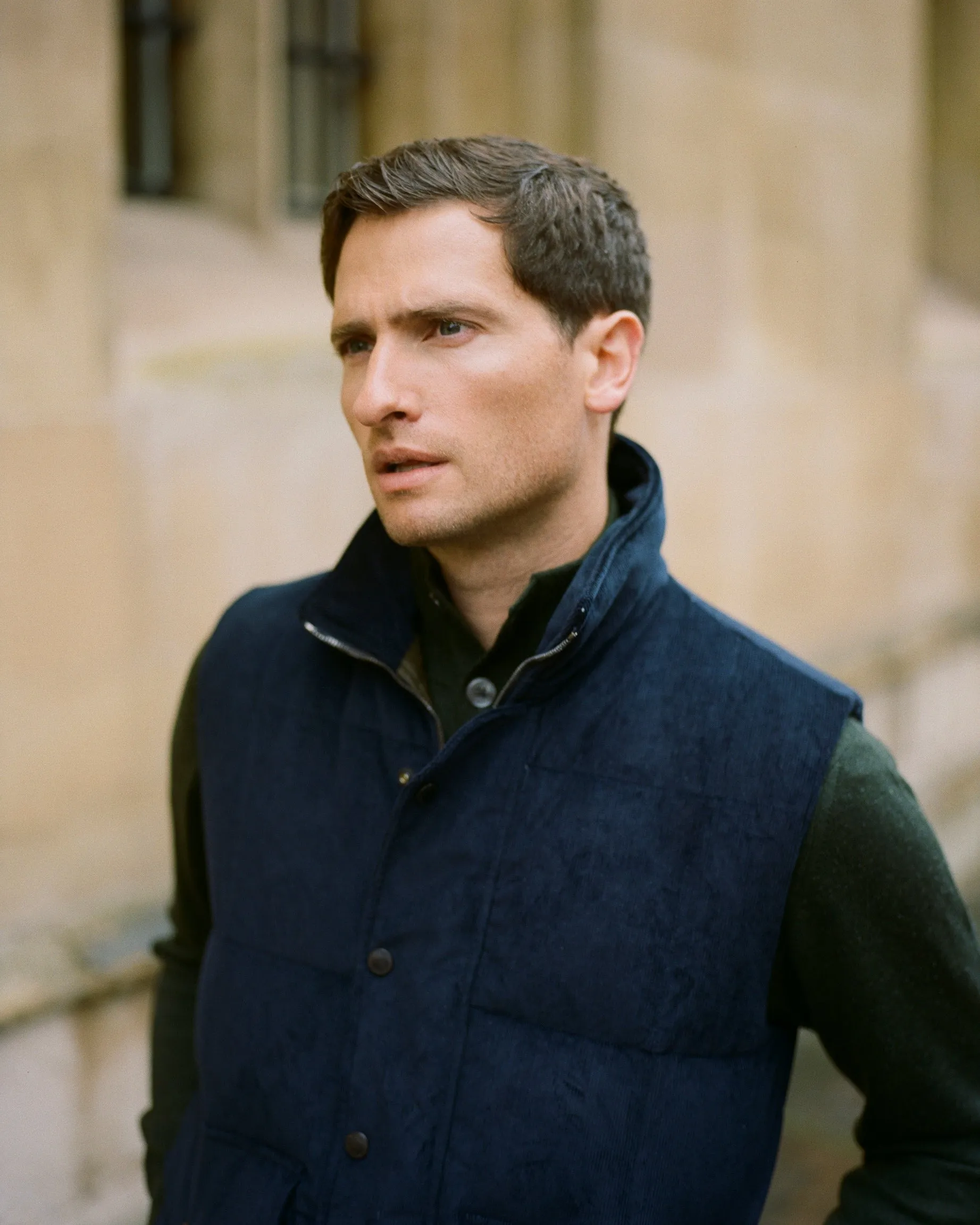 Valstar Oliver Corduroy Down Padded Vest: Navy