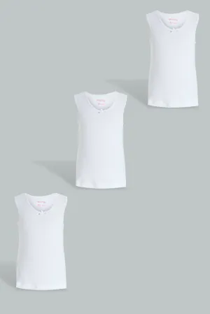 White Solid Vest (Pack of 3)