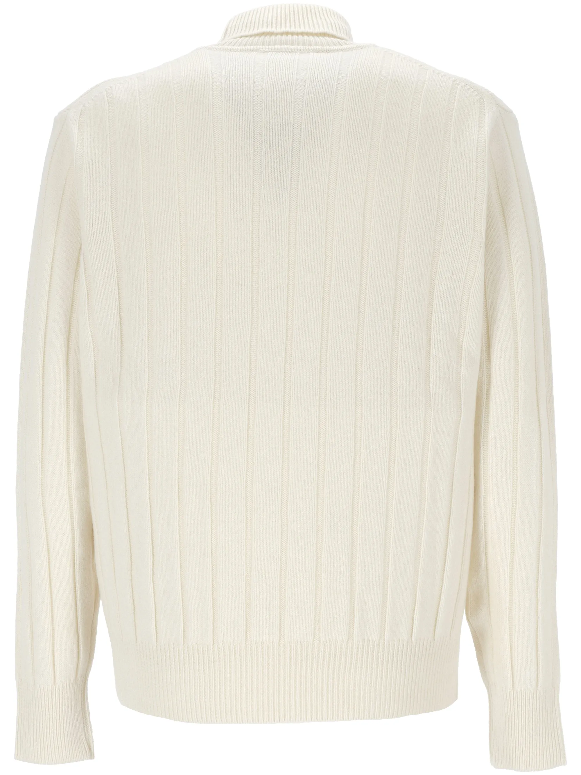 White Wool and Cashmere Roll Neck Sweater