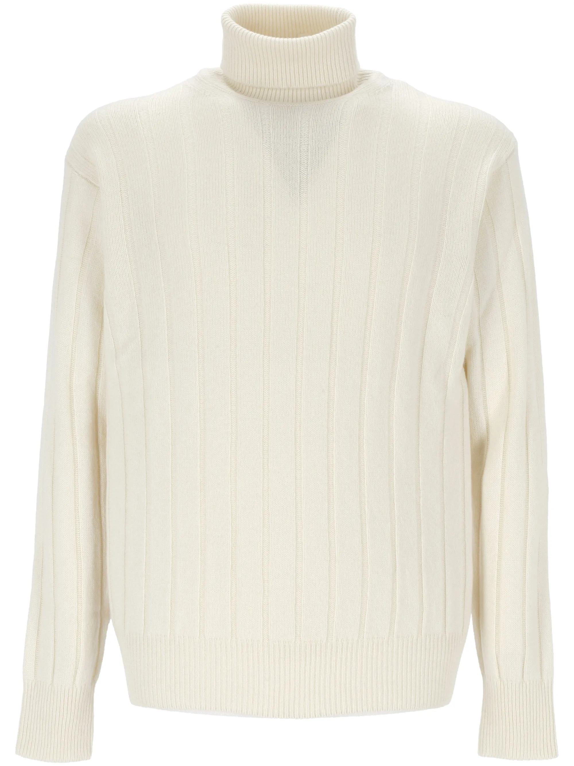 White Wool and Cashmere Roll Neck Sweater