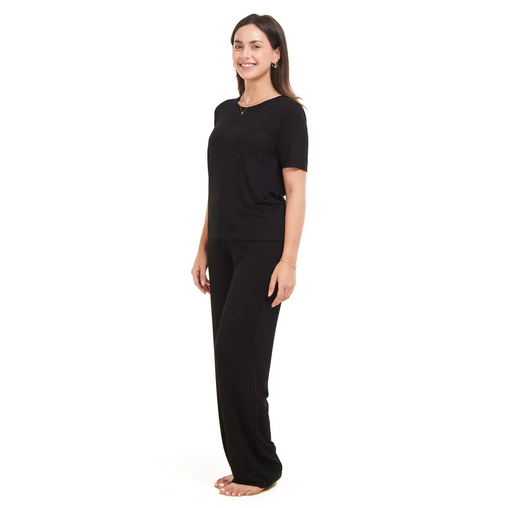 Women summer pajama set Black shirt   Pants