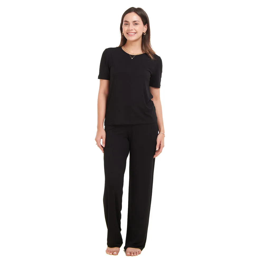 Women summer pajama set Black shirt   Pants