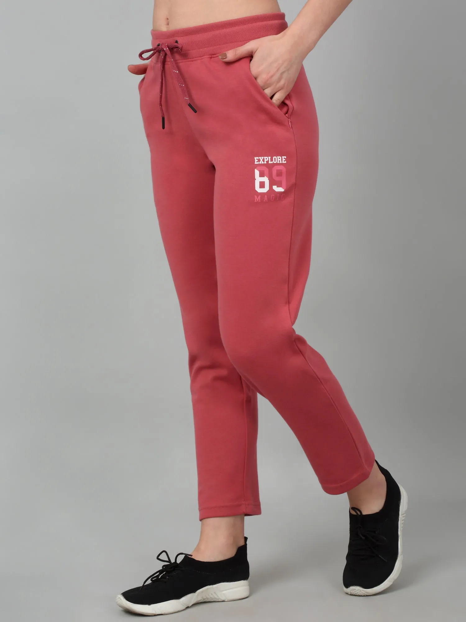 Women's Casual  Pink Ankle length Mid rise Track Pants