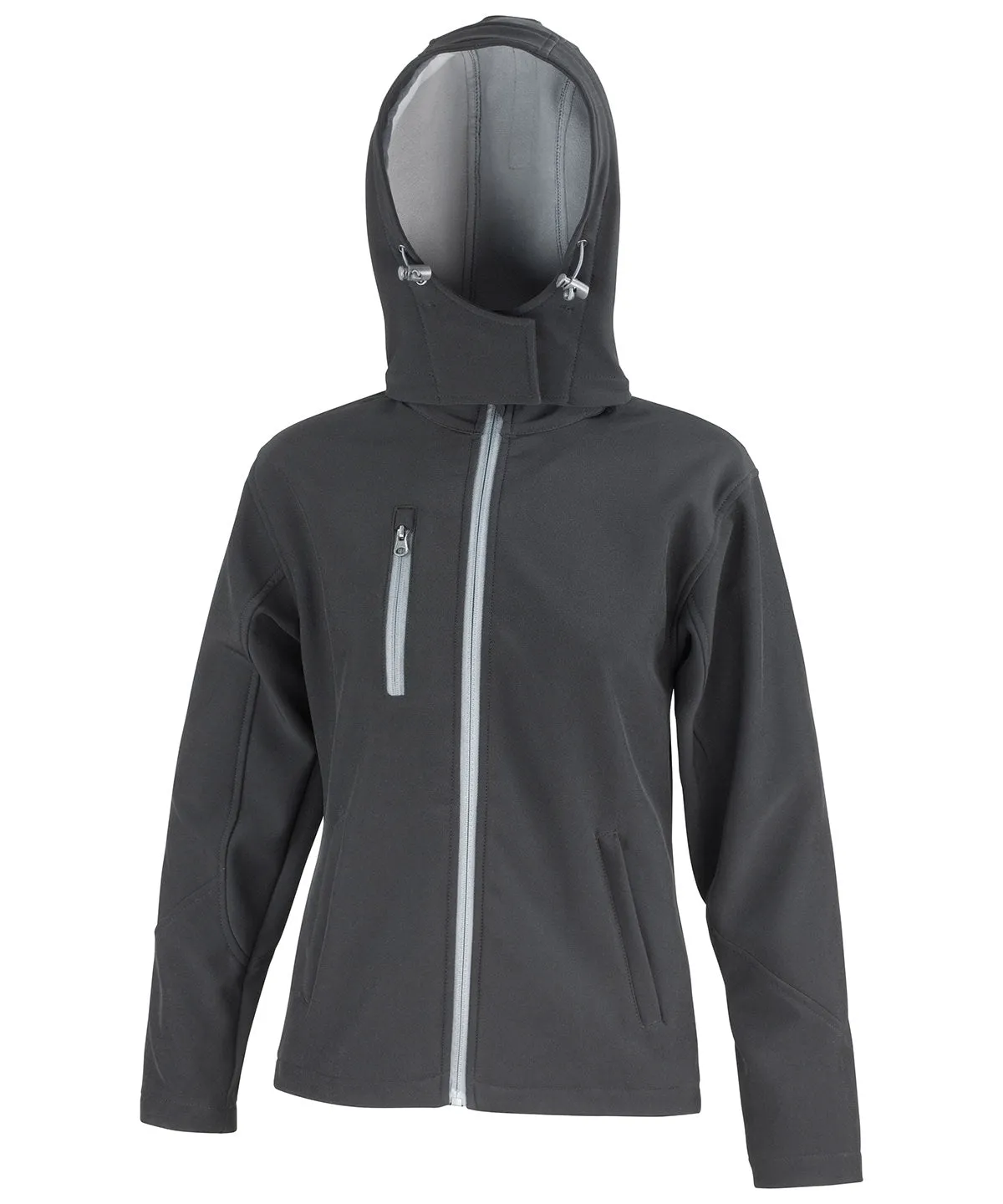 Womens Core TX performance hooded softshell jacket | Black/Grey