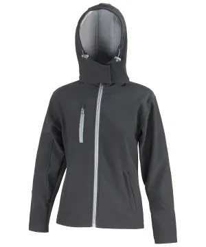 Womens Core TX performance hooded softshell jacket | Black/Grey