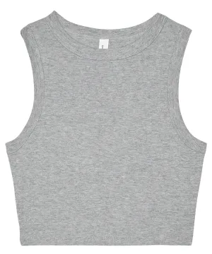 Womens micro rib muscle crop tank | Athletic Heather