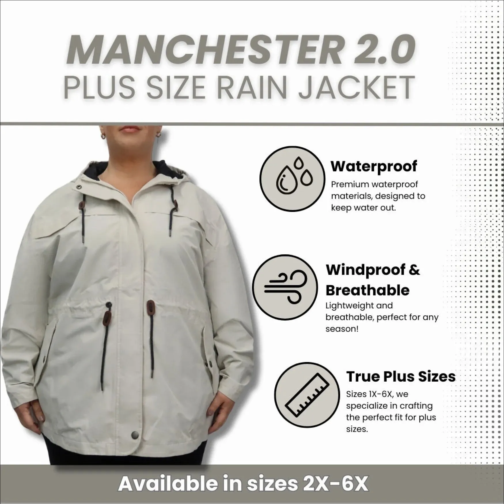 Women’s Plus Size Manchester Waterproof 2X-6X Rain Jacket