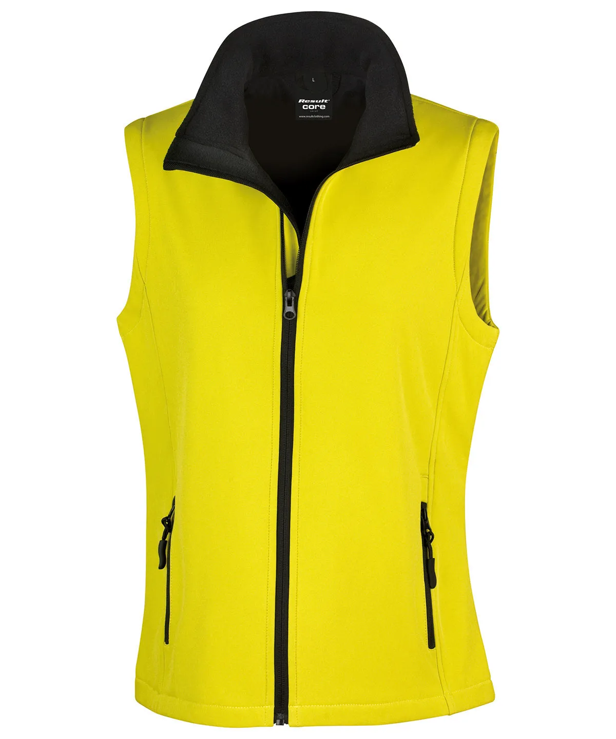 Womens printable softshell bodywarmer | Yellow/Black