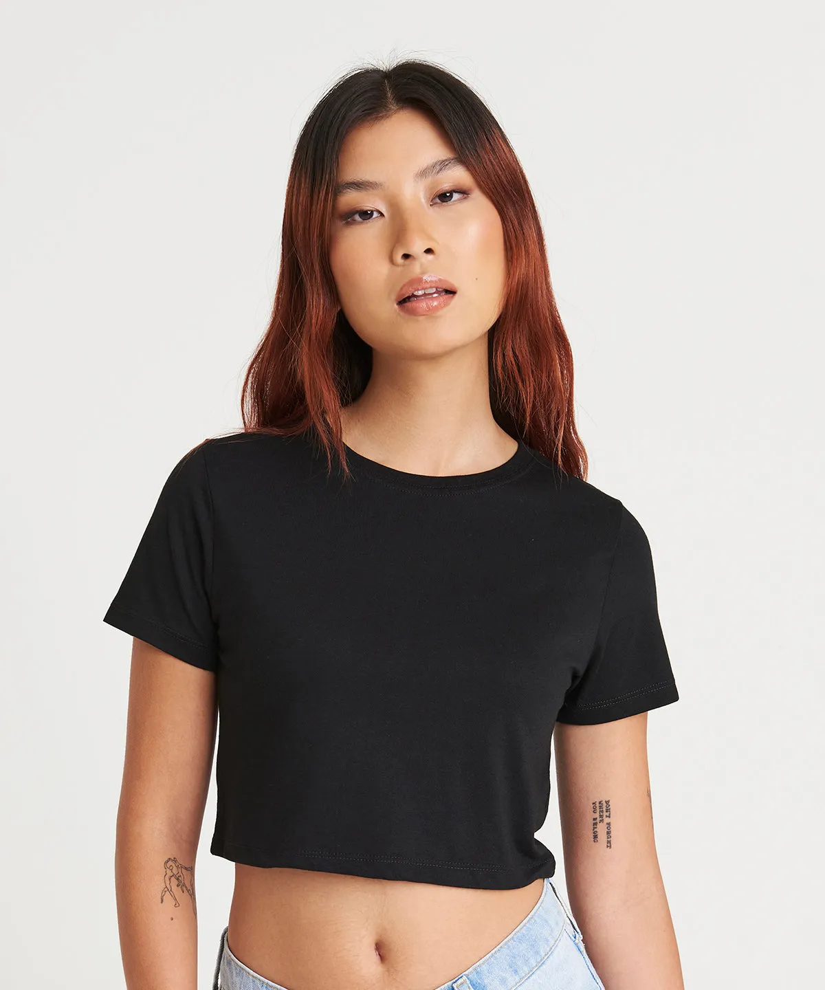 Womens triblend cropped T | Heather Black