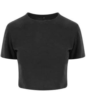 Womens triblend cropped T | Heather Black