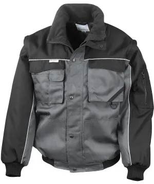 Work-Guard zip sleeve heavy-duty pilot jacket | Grey/Black