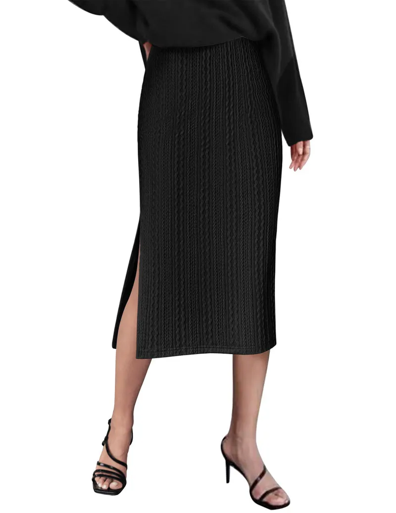 Zeagoo Womens Knit Midi Skirts Casual Pencil Skirt